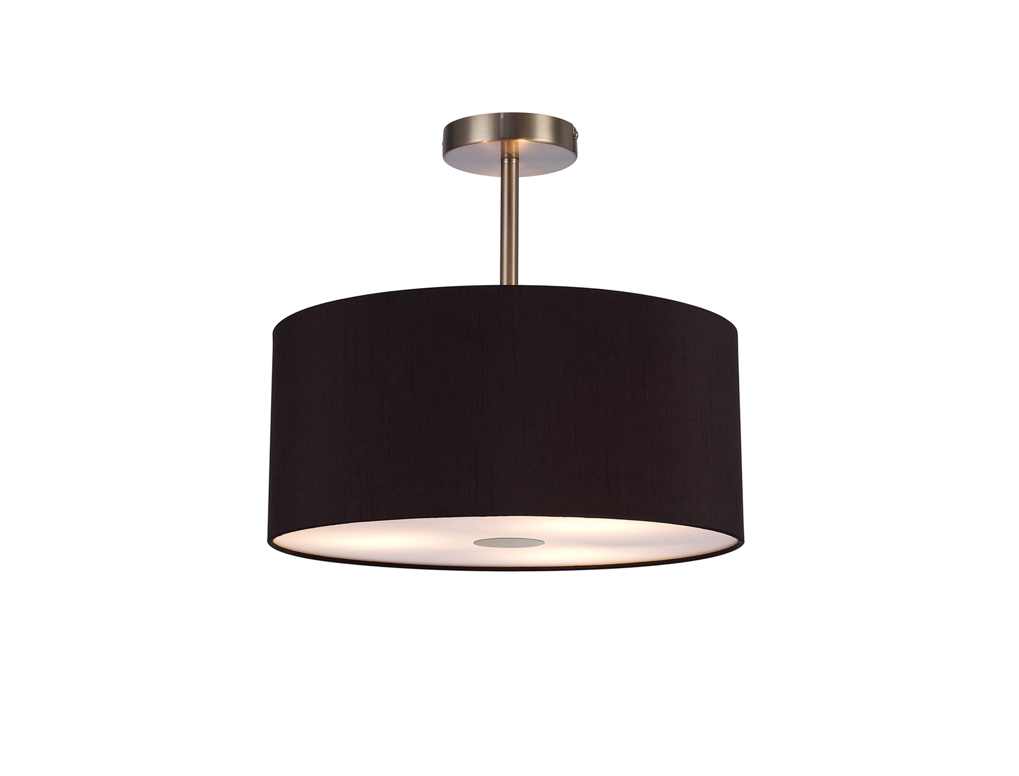 Baymont 40cm Semi Flush 3 Light Satin Nickel, Midnight Black/Green Olive, Frosted Diffuser